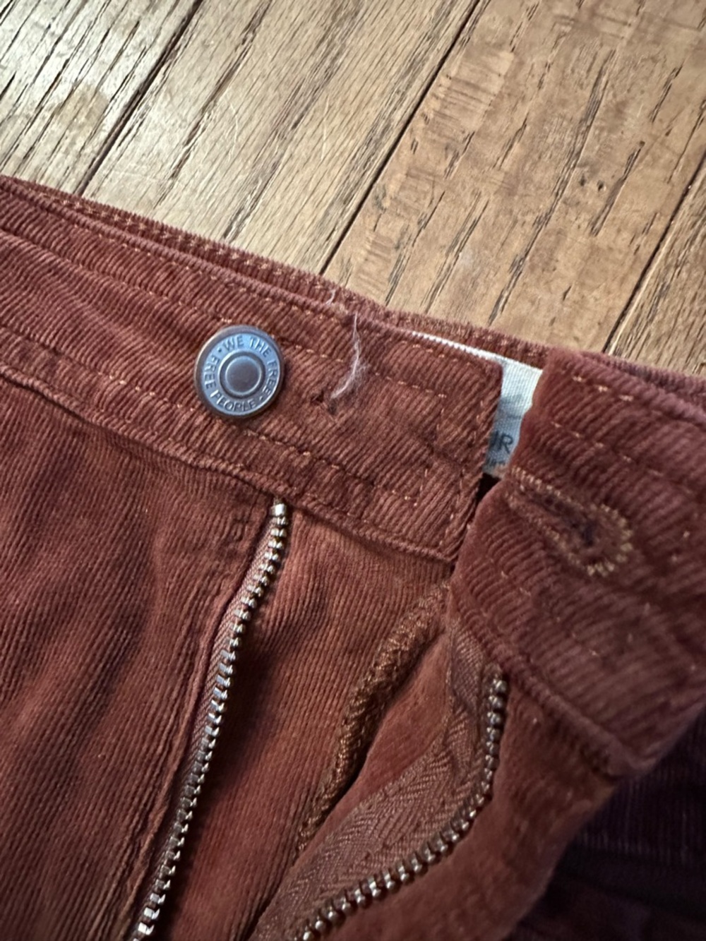 Free People Firecracker Flare Corduroy Jeans “Broke Button” needs repaired - Picture 8 of 13